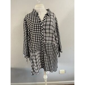 Susan Graver yarn-dyed gingham button-front shirt size 3x